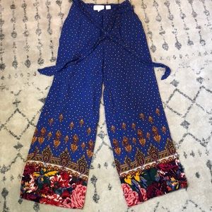 Anthropologie Pants - Royal blue Palazzo pants with gorgeous pattern hem Anthropologie Pants - Royal blue Palazzo pants with gorgeous pattern hem